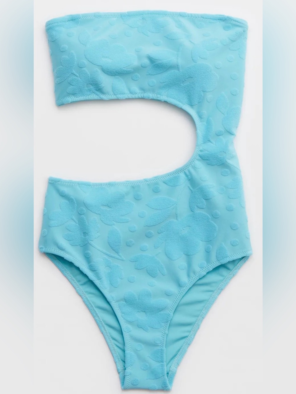 NWT Aerie Terry Cut Out Strapless One Piece Swimsuit Size L Long